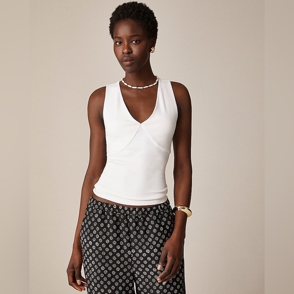 J. Crew Tops - NWT J. Crew White Stretch Cotton-Blend V-Neck Top, Sizes S & M